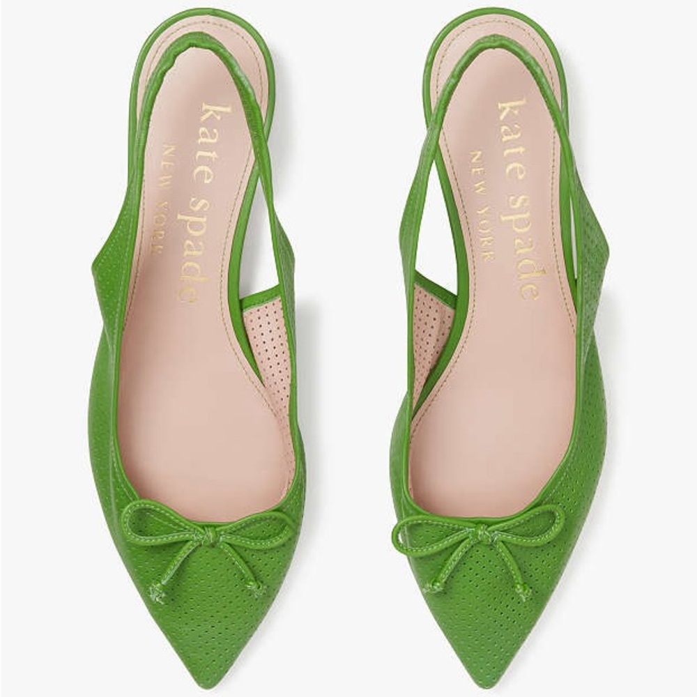 Kate Spade Veronica Perforated Leather Slingback Mules In Green NWOB - Picture 3 of 12